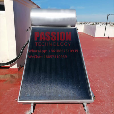 Siyah Krom Düz Plaka Güneş Kollektörü 200L Düz Panel Güneş Enerjili Su Isıtıcı 150L